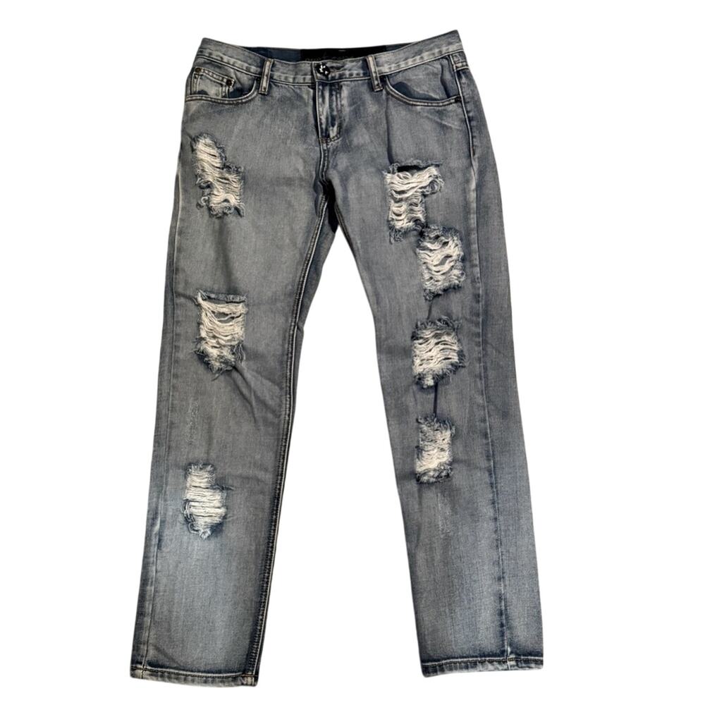 One Teaspoon Anthropologie Straight Leg Distressed Denim Jeans 28 100% Cotton